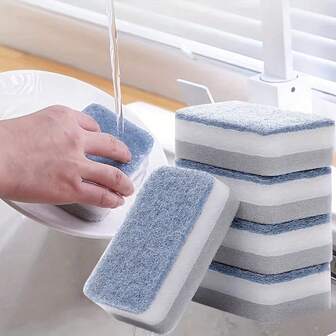10pcs Magic Sponge ! ! Melte Away Double Sided Cleaning Sponge Kit ,Time-Saving, Effective For Tough Household Scrubbing,Reusable And Easy To Clean !