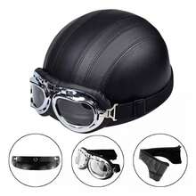 Casco Vintage Retro con Goggles Integrados – Estilo Clásico, Máxima Comodidad y Protección para, Bici o Scooter - Negro - Ver 4