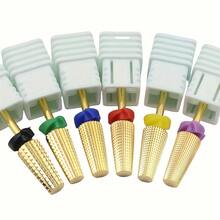 1pc Double Hand Use 5 In 1 Golden Tungsten Steel Nail Milling Drill Bits, Multi-Functional Carbide With High Hardness For Long-Term Gel Removal, 2.35mm Shank Diameter - Multicolor - View 2