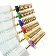 1pc Double Hand Use 5 In 1 Golden Tungsten Steel Nail Milling Drill Bits, Multi-Functional Carbide With High Hardness For Long-Term Gel Removal, 2.35mm Shank Diameter - Multicolor - View 3