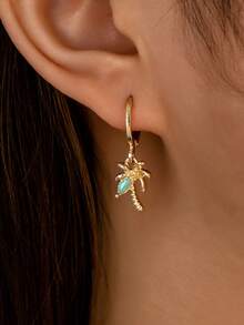 1 Pair Summer Coconut Tree Earring Tropical Palm Tree Earrings/Vacation Style Jewelry For Women - Multicolor - View 1