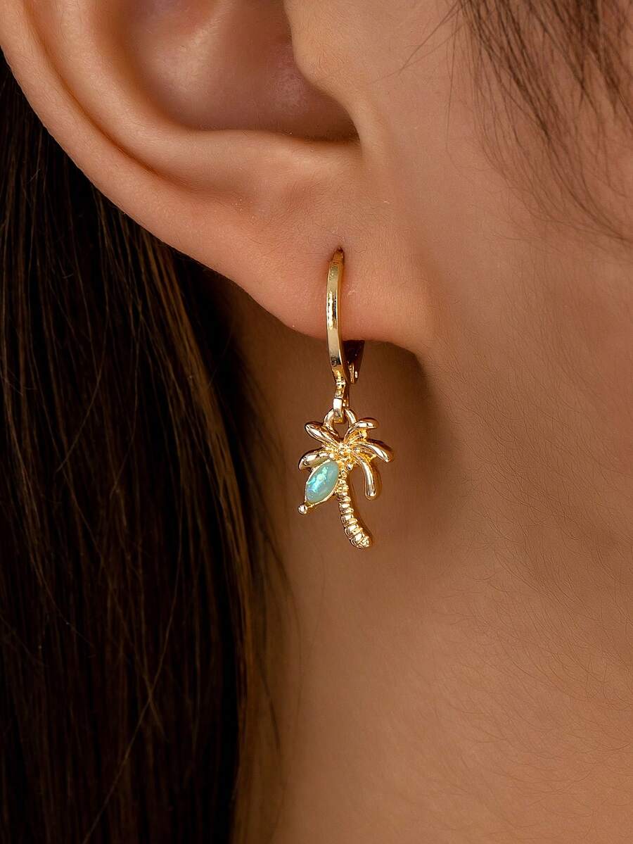 1 Pair Summer Coconut Tree Earring Tropical Palm Tree Earrings/Vacation Style Jewelry For Women - Multicolor - View 1