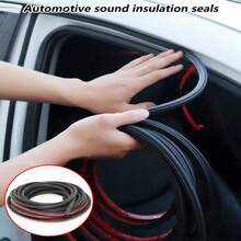 All-Round Car Door Seals, Double Layer Thickened Noise Reduction, Waterproof Car Weatherstrips, 5 Hole Rubber Door Edge Guards For Sound Insulation And Shock Absorption, General Car Weatherstrips, Auto Accessories - Black - View 2