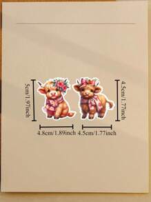1 Confezione/2 Confezioni Adesivi floreali primaverili ad acquerello per vitello delle Highlands, ideali per DIY, scrapbooking, album, pianificatore, diario, articoli di cartoleria vintage, adatti per ritagli, diari, laptop, progetti fai da te