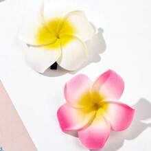 2 件逼真彩色鸡蛋花发夹，全新 DIY 发夹配件，适合海滩、休闲、婚礼新娘、日常佩戴和摄影道具爪夹发夹发夹 - 彩色 - 查看 2