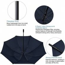 G4Free 80 Inch Huge Large Oversize Golf Umbrella Double Canopy Vented Windproof Stick Umbrellas, 6.6 Ft Heavy Duty For Outdoor Doorman Family - Navy Blue - View 2