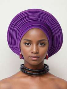 1pc African Style Head Wrap With Layered Bejeweled Edge Head WrapAccents, Laminated Strap Cap, Traditional African Turban Hat For Women Personalized Elastic Headwear