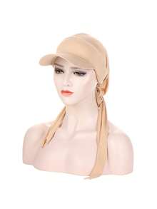 1pc New Solid Color Ruched Tail Bowknot Headband Hat, Fashionable Tied Hat - A - View 14