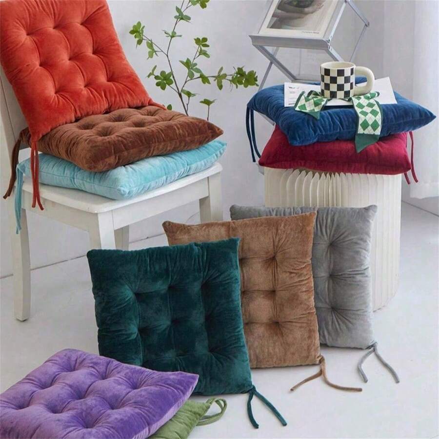 1PC Autumn And Winter Solid Color Plush Cushion, Can Also Be Used As A Cushion, With Fixed Rope, Suitable For Computer Office, Driving And People Who Need To Sit For A Long Time Room Decor Aesthetic Room Decor Home Decor Living Room Decor Chair Office Chair Chair Cushion Seat Cushion Back To School School Supplies