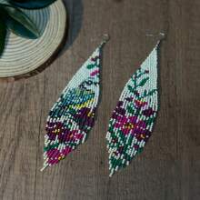 AHAYA Handmade Beaded Tassel Earrings Official Website Original Design Bird Flower Asymmetric Bohemian Style Seed Bead Pendant Earrings Women's Jewelry Gift For Women