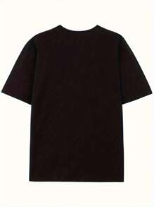 High-Quality Washed Cotton, Letter Print Pattern Men's Short-Sleeve-Shirt, Crew Neck, Comfortable And Breathable, Casual Loose Fit Cotton Menkpop Labor Day Men Clothing Manfinity Romwe Shirts Men Shirts Graphic Tees Camisas Para Hombre Graphic Tees Graphic Te