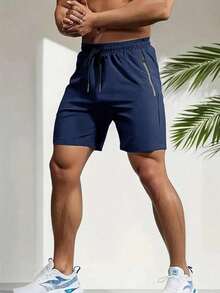 5pcs/Pack Men's Summer Breathable Quick-Dry Sports Shorts, Casual Shorts - xanh quân đội - Xem 6