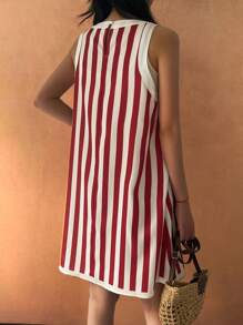 Sea Starshine Bohemian Vacation Summer Beach Casual Vacation Comfortable Women's Vintage Clashing Striped Fish Pattern Sleeveless Dresses Brunch Outfits For Women