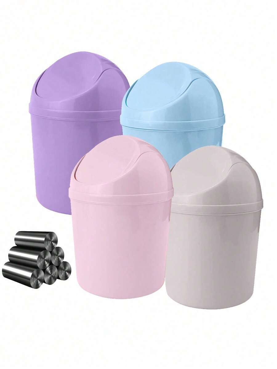 1 Stück Mini Mülleimer, abgedeckter kleiner Abfalleimer, Schreibtisch Mülleimer, Kunststoff Schreibtisch Papierkorb, Schwenkdeckel Design verhindert Geruchsaustritt, zum Aufbewahren von Obststorund Papierschnipseln auf dem Schreibtisch zur Ordnung, für Badezimmer, Büro Schreibtisch Dekoration, Kaffeetisch, Büro, Wohnzimmer, Arbeitszimmer