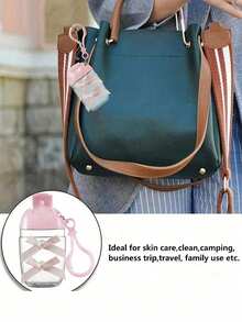 Botella vacía transparente rosa de 30 ml con dispensador de desinfectante de manos, llavero con gancho, tapa abatible blanca, tapa reutilizable, botella vacía portátil rellenable, contenedor cosmético, adecuado para líquido, loción, crema, viajes de negocios, viajes al aire libre, artículo esencial de viaje