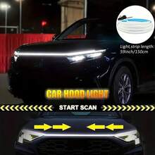 150cm/59in Car Hood Light Strip, Universal 12V Car Hood Light Strip, Soft LED, Suitable For Sedans, SUVs And Trucks - 冰藍色 - 查看 3
