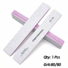 3 pezzi di lime professionali per unghie da 100/180 grit, ampi, piani, in carta abrasiva grigia di alta qualità, strumenti accessori per manicure da 80/80, 100/100 grit