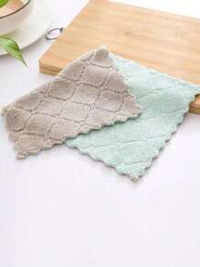 5/10 Pcs Of Kitchen Household Coral Velvet Dishwashing Cloth Non-Shedding Non-Oil Decontamination Absorbent Two-Color Cleaning Cloth Color Random