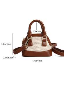 全新时尚女士手提包纯色简约草编包迷你钱包优雅波西米亚贝壳包，适合约会、购物，用途广泛，含肩带