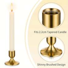 2pcs Gold Conical Candle Holders, Suitable For Tabletop Decor, Wedding Ceremony, Home Decoration, Christmas Decor, Room Decoration, Gifts