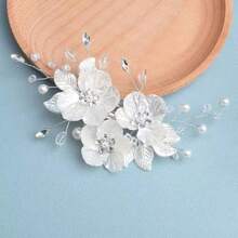 Peineta de boda con perlas hecha a mano, accesorios de color plata para decoración de vestido de novia