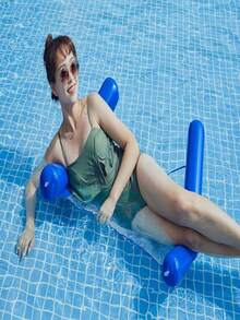 2pcs Inflatable Floating Hammock Sofa Bed, Foldable Backrest Floating Mat, Pool Party Lounger, Beach Essentials, Beach Accessories, Pool Inflatable, Pool Float - 深藍+玫紅 - 查看 4