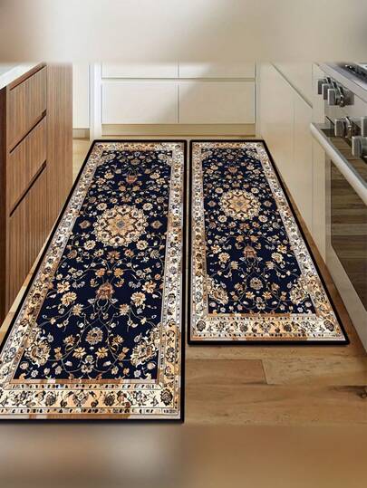 Ultra-Soft Plush Bohemian Style Black Carpet, Anti-Slip Long Hallway Mat For Cafes, High-Quality Outdoor Mat, Fashionable Printed Living Room Hallway Rug, Machine Washable