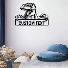 1PC Custom T-Rex Dinosaur Metal Wall Art Sign - Personalized Name Plaque Iron Wall Decor For Home Indoor Outdoor, Perfect Gift For Housewarming Dinosaur Enthusiasts, Ages 14+ Back To School