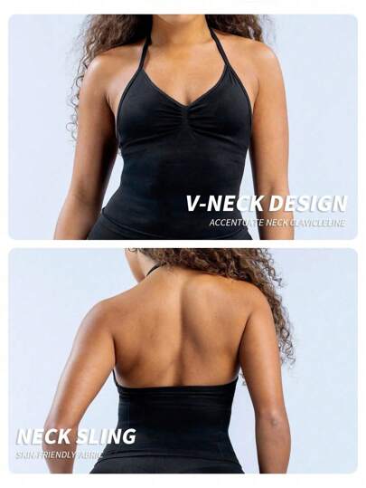 Yefecy New Impact Sports Yoga Vest Fitness Top Gym Clothes Workout Backless Scrunch Built In BH Cups Tops view 6