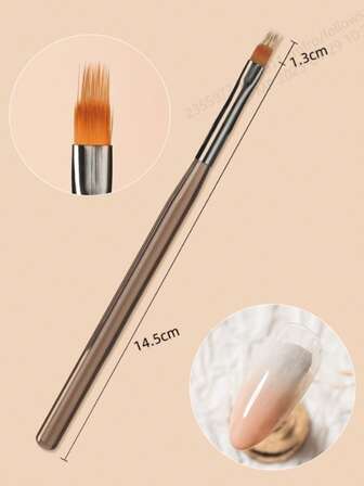 1pc Japanese Style Brown Series Nail Art Brush, Gradient Liner Brush, Suitable For Nail Salons Or Home Use