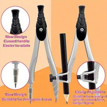 Local Warehouse- Set Squares Ruler Black Geometry Compasses Set With Maths Protractor