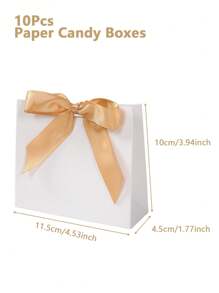 10 Stück weiße Kraftpapiertüten, weiß/gold/rote Schleifenband-Dekor Geschenktüten, Geburtstagsfest Geschenkverpackung, Hochzeitsgeschenkverpackung, Kosmetiktaschen, wiederverwendbare Geschenktüten für Geburtstag, Partys, Brautparty und Geschenke für Freunde, Geburtstagsfest-Gastgeschenke