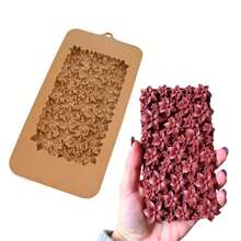 1pc Chocolate Silicone Mold With Flower Pattern, Fondant Cake Mold, DIY Fruit Decorated Baking Tool, Soap, Candle, Resin Casting Silicone Mold