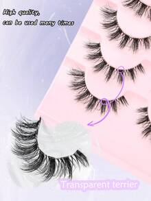 7 Pairs D-Curl Fluffy 5D Russian Volume Faux Mink Eyelashes - Black - View 6