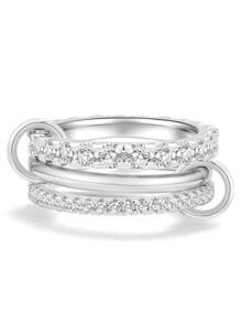 1 Set de Anillos de Mujer Chapados en Cobre con Circonita Artificial, Anillos Apilables Dorados Que no se Desvanecen, Mejor Joyería Decorativa para Señoras