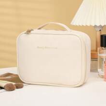 1 Peça Necessaire de Maquiagem Desmontável Multicamadas, Bolsa de Maquiagem de Couro Sintético à Prova d'Água de Grande Capacidade, Bolsa para Pincéis de Maquiagem Removível, Organizador Portátil de Viagem para Batom e Cosméticos, Adequado para Cosméticos e Artigos de Higiene Pessoal Durante a Viagem