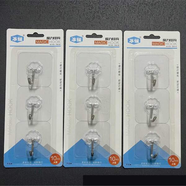 1pc3 Only Installed Scratchless Hook No Nailing And Punching Acrylic Transparent Matte Sticky Hook Wall Kitchen Household Hook