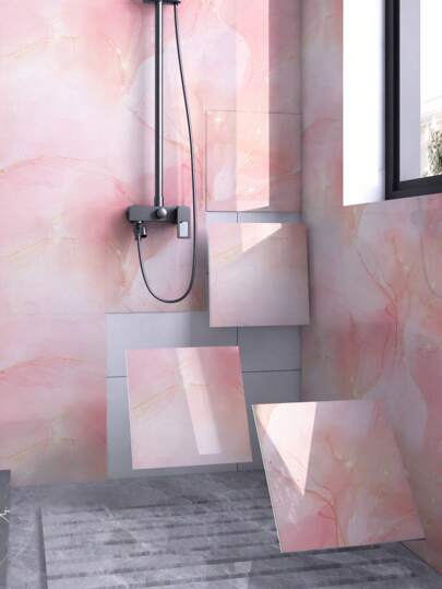 8 peças de papel de parede com padrão de mármore, adesivo de piso autoadesivo à prova d'água de PVC branco para uso doméstico, adesivos de renovação, painéis de parede, papel de parede, papéis de parede, itens de decoração de primavera, atualize sua casa, adesivos de decoração de festival, presentes, aniversário, formatura