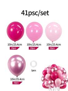 141pcs Rose Red, Black, Light Pink, Metallic Light Pink Balloon Garland Arch Kit, Suitable For Wedding Birthday Party Decoration, Latex Balloon Decor, Birthday Photo Prop, Birthday Party, Anniversary Party, Valentine's Day, Mother's Day And Summer Celebration, Bachelorette Party, Prom, Christmas - Multicolor - View 8