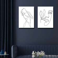 3pcs Modern Abstract And Sexy Female Facial Lines, Wall Arts, Canvas Printing Posters, Optional Frame Hanging Paintings, Living Room Or Student Dormitory Decoration ,Wall Art With Frame