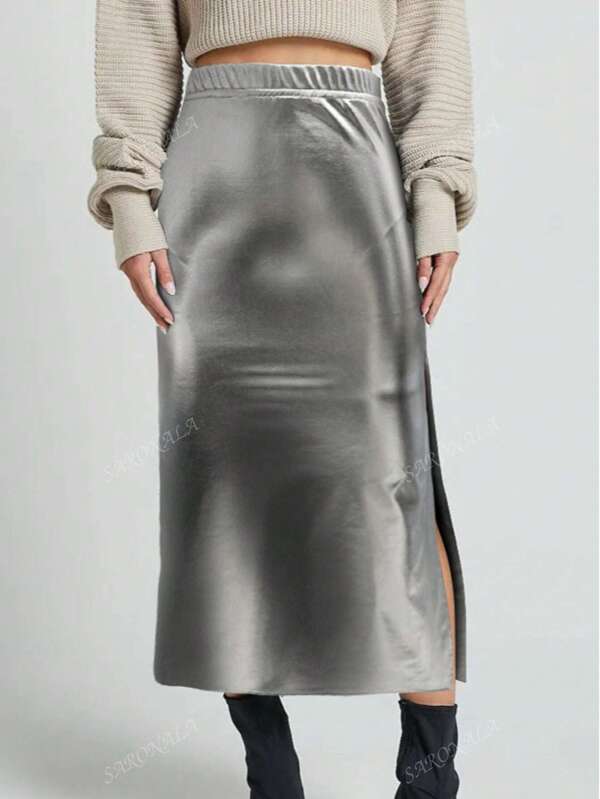 Mujer elegante parche cremallera cintura regular material