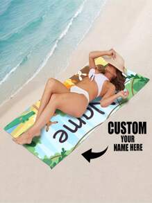 1 Stück personalisierbar Strandtuch, erhältlich in verschiedenen Schriftarten und Farben, Dschungeltier Muster, ultra-weiche Mikrofaser, schnelltrocknend und saugfähig, geeignet für Pool, Badezimmer, Strand, tolles personalisiertes Geschenk für Frauen, Männer, Jugendliche, Mädchen, ideal für Ostern, Muttertag, Geburtstag, Jahrestag
