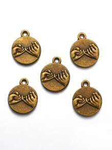 10 pièces/set Accessoires de bijouterie DIY Boucle ronde en alliage de zinc, pendentif mini rétro en alliage
