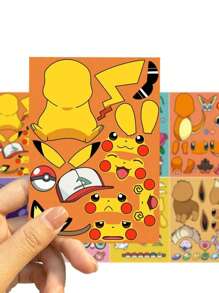 pokemon 8pcs Pokemon 6.3" X 4.3", Make Your Own Cartoon Game Themed Cute Stickers, Make Character Stickers For Party Favor Supplies, Crafts, Toy Stickers, Birthday Gift Toys, Craft Stickers, Cute Stickers, Pikachu, Craft Kits, Ideal Gift For Enthusiasts