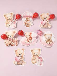 48 piezas Tarjetas de decoración de chupete con diseño de osito rosa, tarjetas de chupete con diseño de oso, nube y luna, decoraciones de mesa para revelación de género, suministros de fiesta de cumpleaños, decoraciones de baby shower, suministros de envoltura de chupete para bodas, decoraciones de fiesta temática, suministros de decoración de mesa de fiesta, decoraciones de oso rosa, regalos de cumpleaños, recuerdos de fiesta