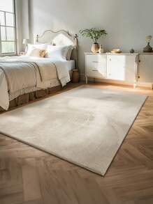 1 pieza Alfombra de felpa de alta calidad color crema, diseño moderno lavable, apta para sala de estar y dormitorio, decoración del hogar para el Día de la Madre, el Día del Trabajo, Pascua, cómoda bajo los pies, 850g/㎡, opciones de varios tamaños, nuevo lanzamiento de primavera