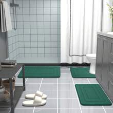 1pc Memory Foam Bath Mat Anti Fatigue Kitchen Rugs Vintage Absorbent Non Slip Cushioned Rug Stain Resistant Waterproof Long Strip Floor Mat Comfort Standing Mats Living Room Bedroom Bathroom Kitchen Sink Laundry Office Area Rug Runner Home Carpet Room Decor Bathroom Accessories Back To School Entryway Decor - Green - View 7