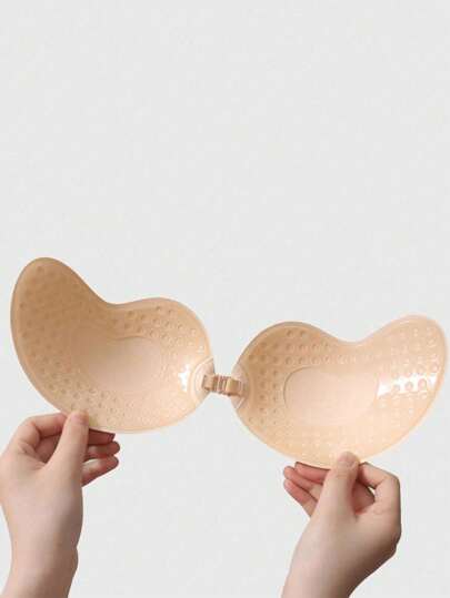 Pair Of Push Up Adhesive Bras: Silicone Backless Nipple Stickers, Self Strapless Mango Shaped Bras, Invisible Bras Dresses Wedding Gowns view 3
