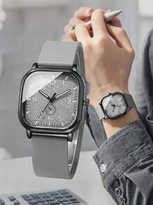 1 pieza Reloj de mujer de esfera cuadrada elegante y con estilo, con caja de acero inoxidable, correa de material TPU, esfera de cuarzo, acero inoxidable, apropiado para uso diario, temporada de graduación, regalo de cumpleaños