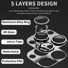 Camera Lens Protector Compatible With Iphone 16pro 15plus 14 13mini 12 11 Pro Max/15 14 13 11 Pro, Armor Camera Screen Protector Accessories, Frosted Surface, More Advanced, Suitable For Protective Case, High-Definition Tempered Glass, Anti- Protection Black Gift For Birthday, Family, Friends Alloy Metal With Tempered Glass Full Cover, Lens Protector, Phone Accessories